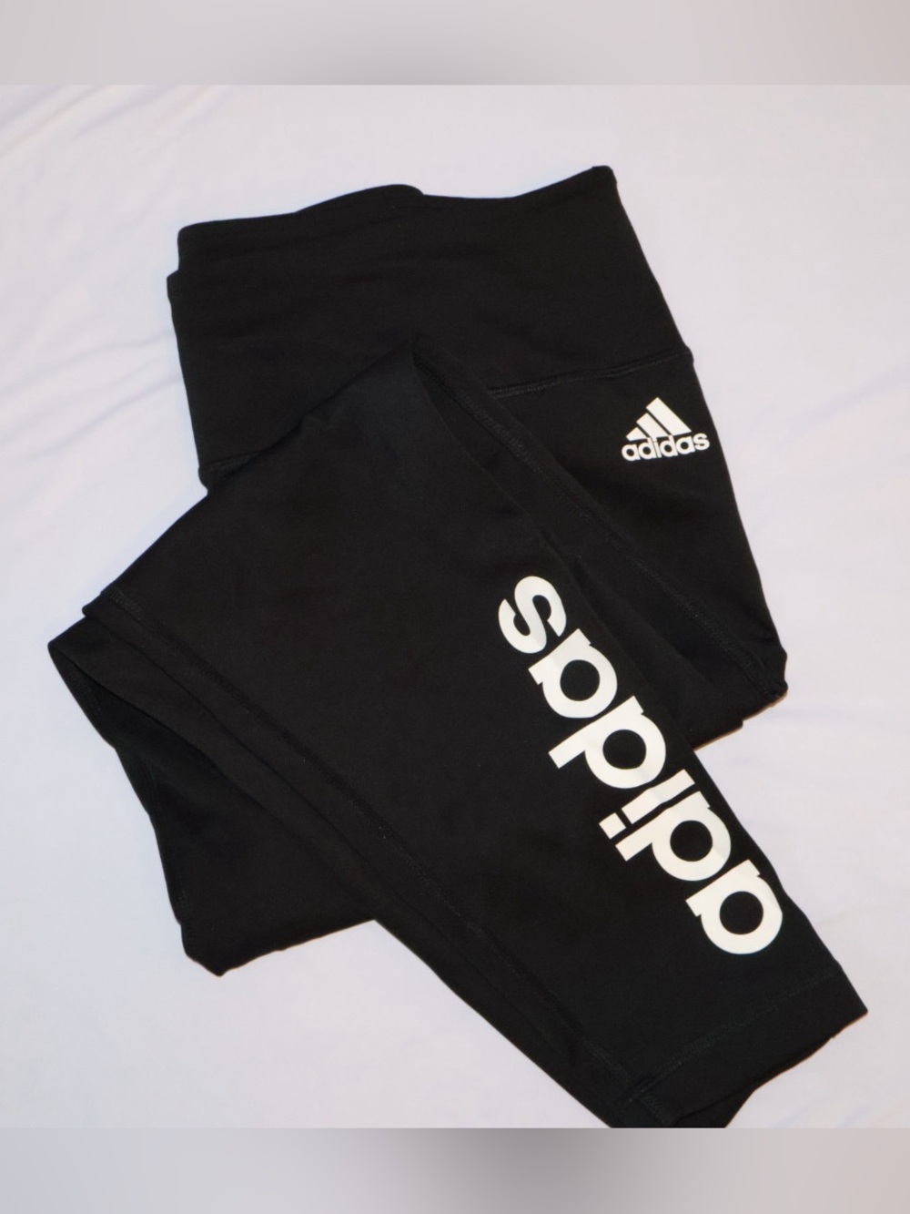 adidas Women’s Black Athletic Leggings with White Logo